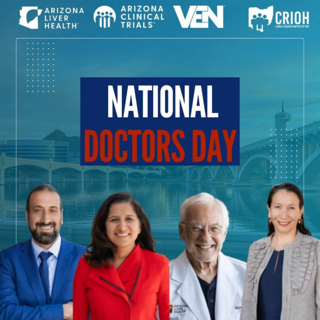 National Doctors' Day is a time to honor and appreciate the incredible dedication, skill, and compassion of medical professionals worldwide. Celebrated on March 30th in many countries, this day recognizes the invaluable contributions doctors make to our lives every day. From diagnosing illnesses to providing treatments and saving lives, doctors play a vital role in keeping us healthy and improving our well-being. Let's take a moment to express our gratitude to these tireless heroes who work tirelessly to care for us. Thank you to our own Arizona Liver Health, Arizona Clinical Trials, CRIOH and VEN doctors, for your unwavering commitment and selfless service to humanity.

#NationalDoctorsDay 🩺👩‍⚕️👨‍⚕️#ALH #ArizonaLiverHealth #ACT #ArizonaClinicalTrials #VEN #ClinicalResearchInstituteofOhio