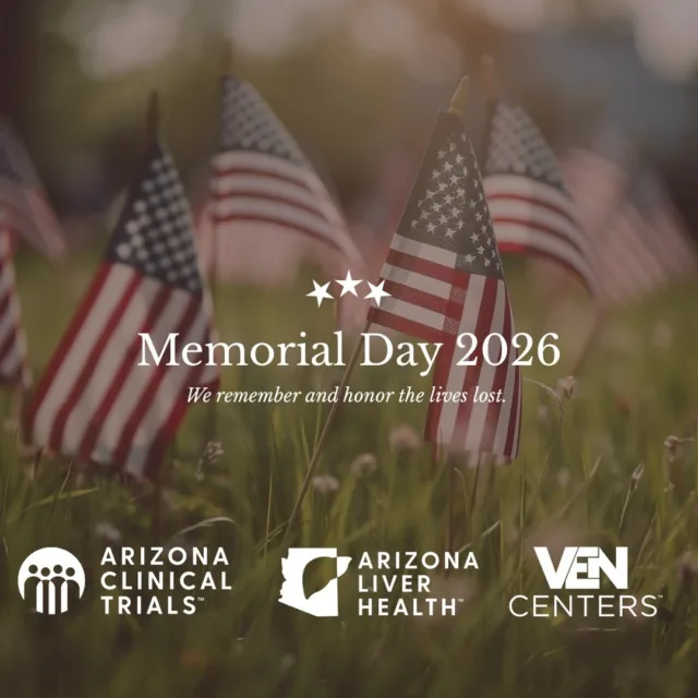 Today, we honor and remember the brave men and women who made the ultimate sacrifice in service to our country. Their courage and sacrifice will never be forgotten.
�
From all of us at Arizona Liver Health, Arizona Clinical Trials, and VEN Centers we thank and remember our nation’s heroes today and always.
�
#MemorialDay #HonorAndRemember #MemorialDay2026